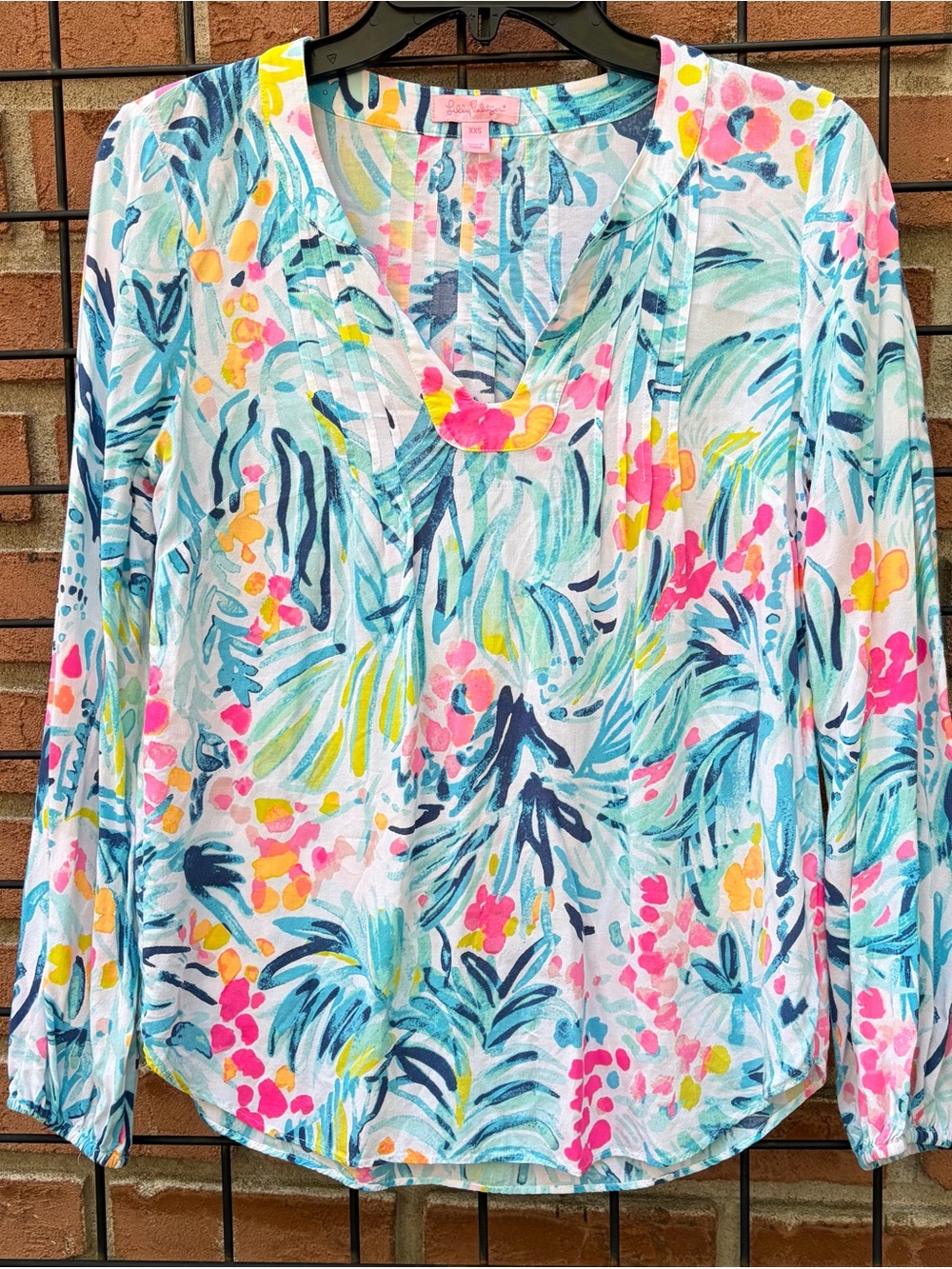 Lilly Pulitzer Colby Blouse Multicolor Floral V-Neck Tunic